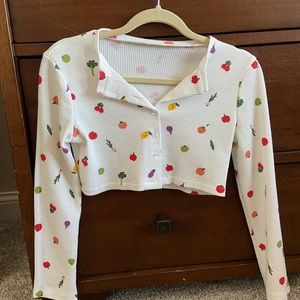 Knitted fruit long sleeve top, size XS